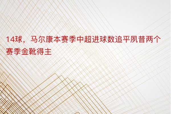 14球，马尔康本赛季中超进球数追平夙昔两个赛季金靴得主