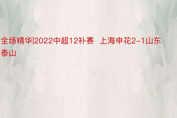 全场精华|2022中超12补赛  上海申花2-1山东泰山