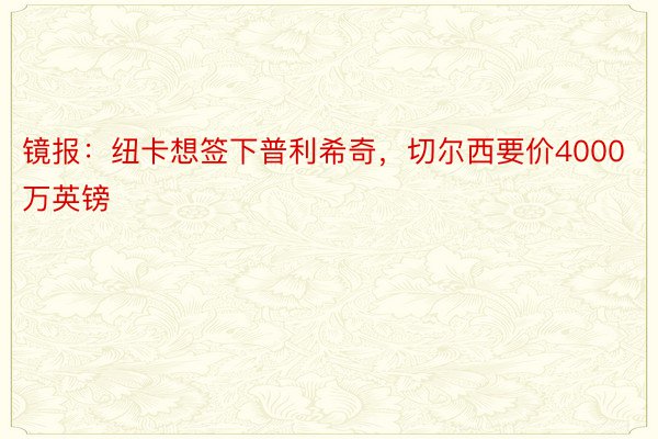 镜报：纽卡想签下普利希奇，切尔西要价4000万英镑