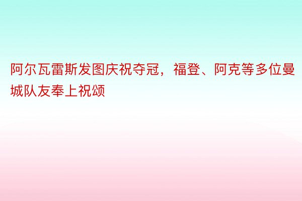 阿尔瓦雷斯发图庆祝夺冠，福登、阿克等多位曼城队友奉上祝颂