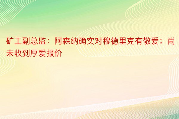 矿工副总监：阿森纳确实对穆德里克有敬爱；尚未收到厚爱报价